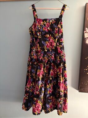 Jessica London Black Dress with Multicolored Flowers